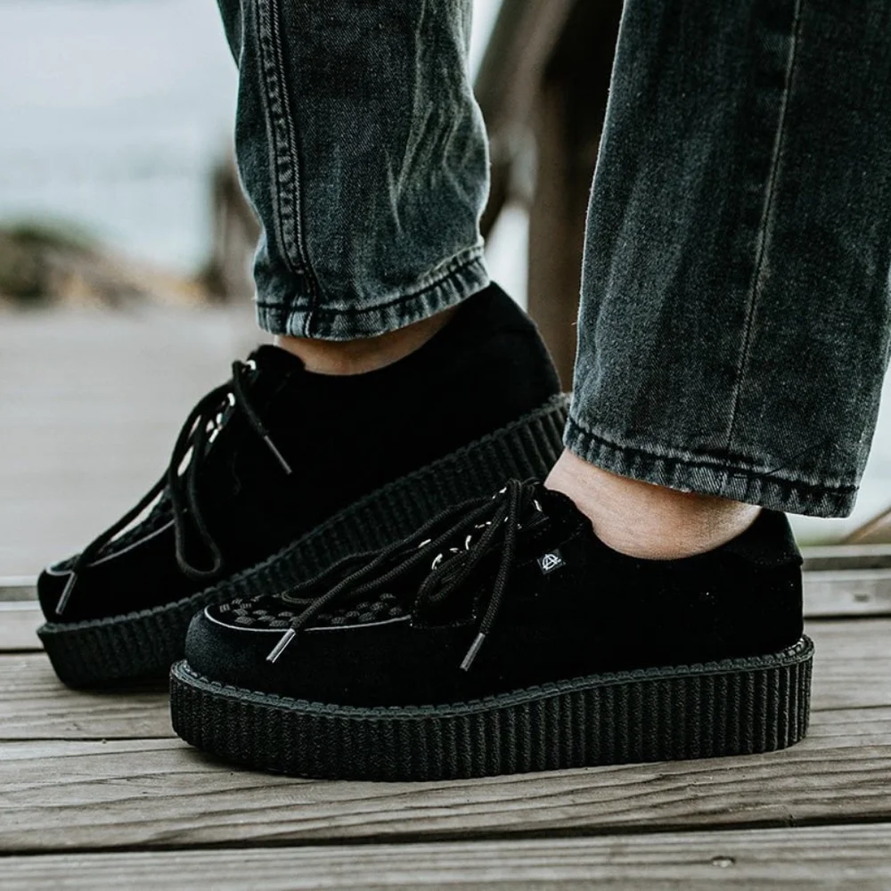 Black Faux Suede Anarchic Creeper - Picture 5 of 5